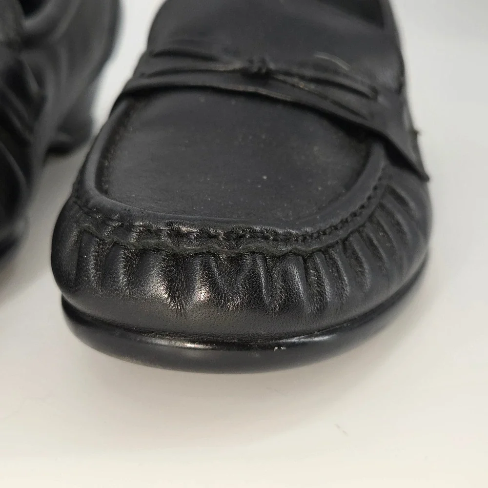 SAS Bounce Black Leather Wedge Loafer Moc Toe Slip On Comfort Shoes 9.5‎ M